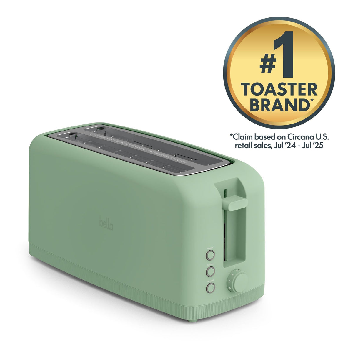 bella Fits-Anywhere™ 2-Slice Slim Toaster, Long Slot & Extra Wide, Oatmilk