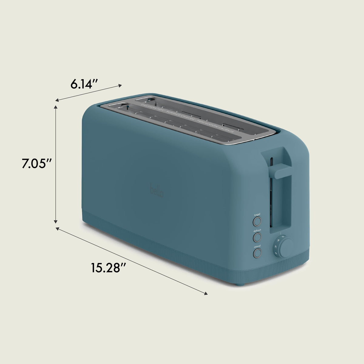 bella Fits-Anywhere™ 2-Slice Slim Toaster, Long Slot & Extra Wide, Oatmilk