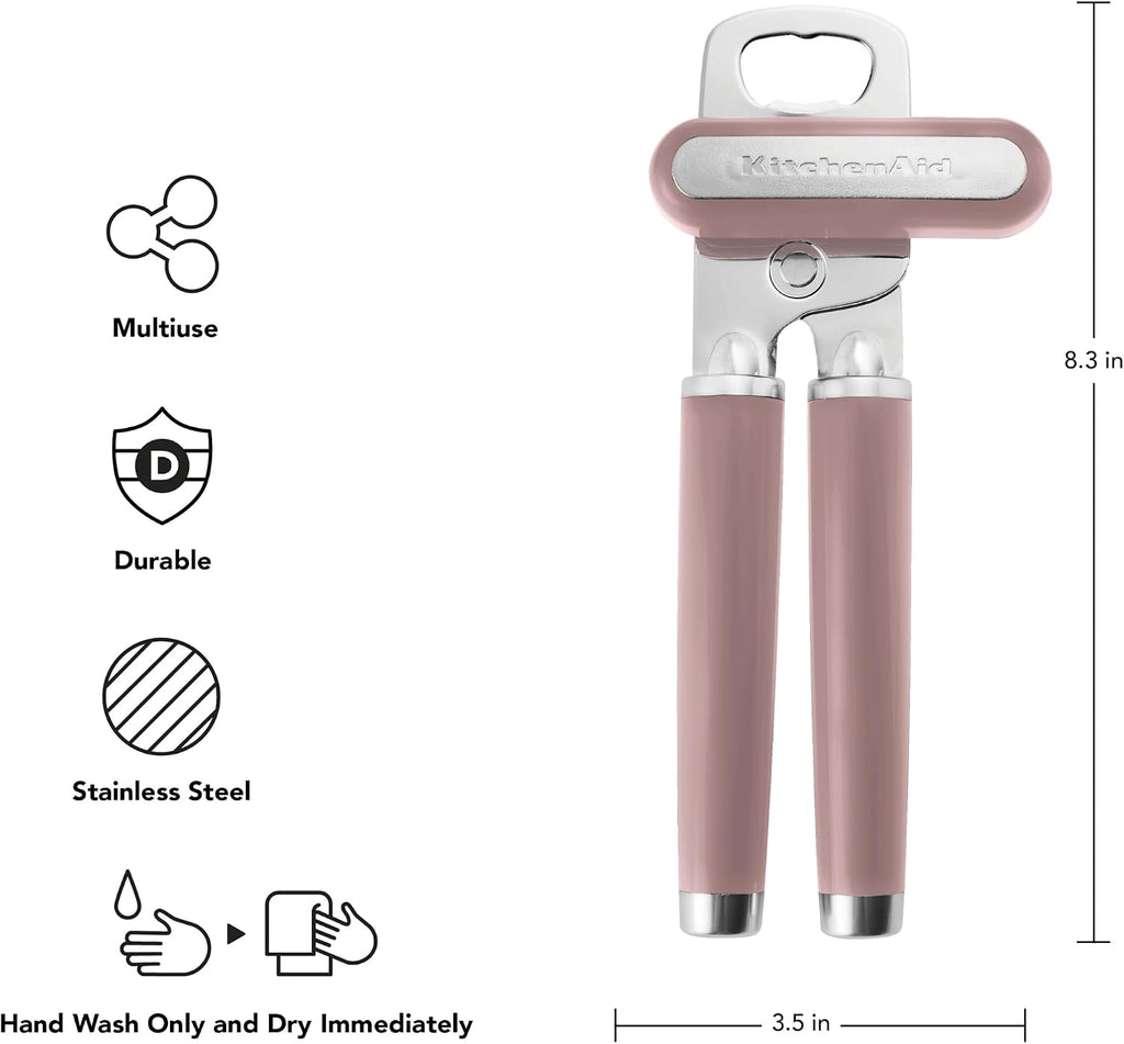 KitchenAid Classic Multifunction Can Opener and Bottle Opener Easy to Use, Razor Sharp Stainless Steel Cutting Wheel, Soft Ergonomic Handles, Black