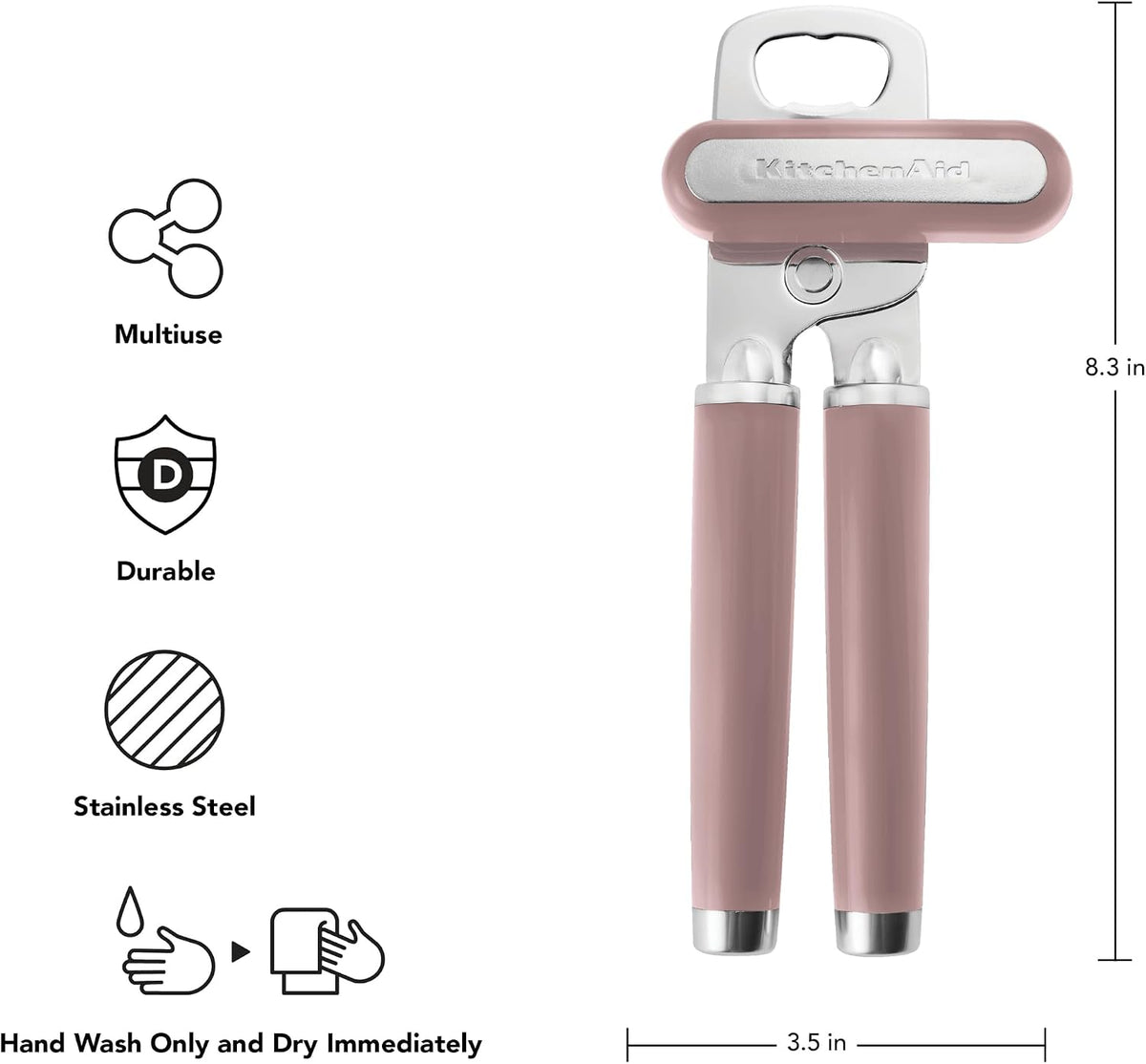 KitchenAid Classic Multifunction Can Opener and Bottle Opener Easy to Use, Razor Sharp Stainless Steel Cutting Wheel, Soft Ergonomic Handles, Black