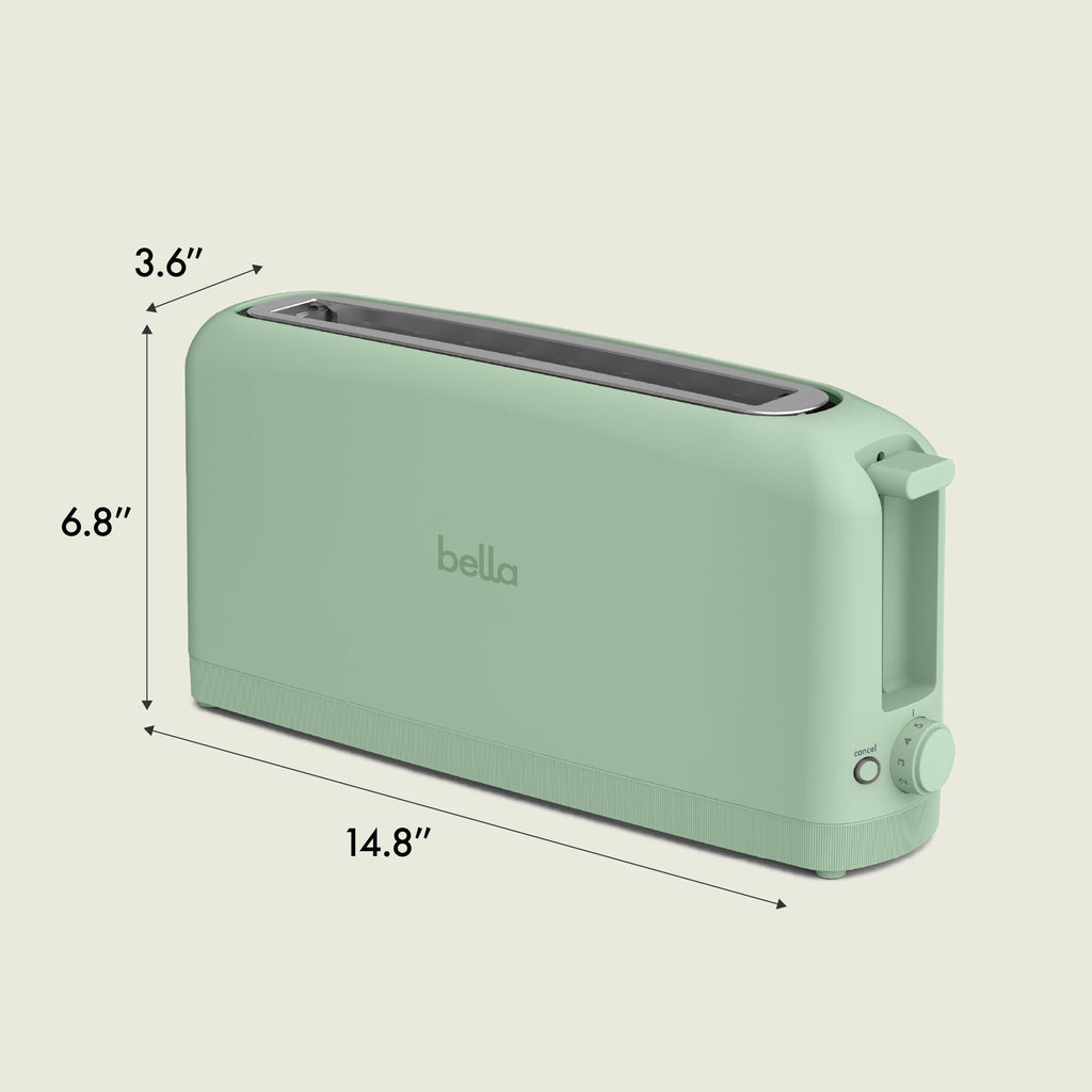 bella Fits-Anywhere™ 2-Slice Slim Toaster, Long Slot & Extra Wide, Oatmilk