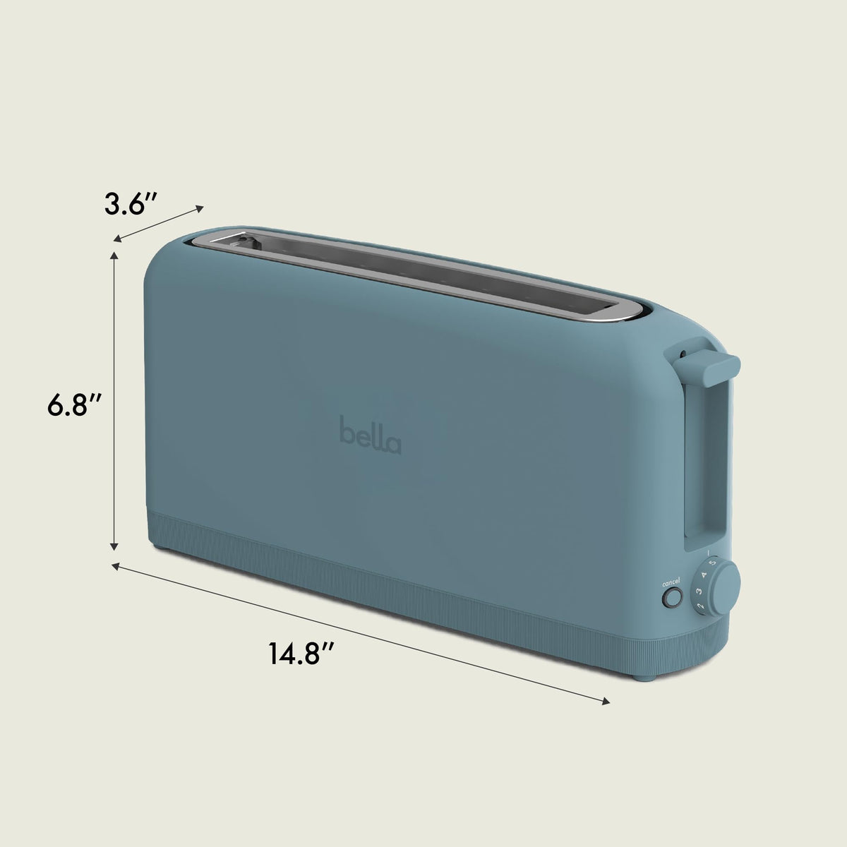bella Fits-Anywhere™ 2-Slice Slim Toaster, Long Slot & Extra Wide, Oatmilk