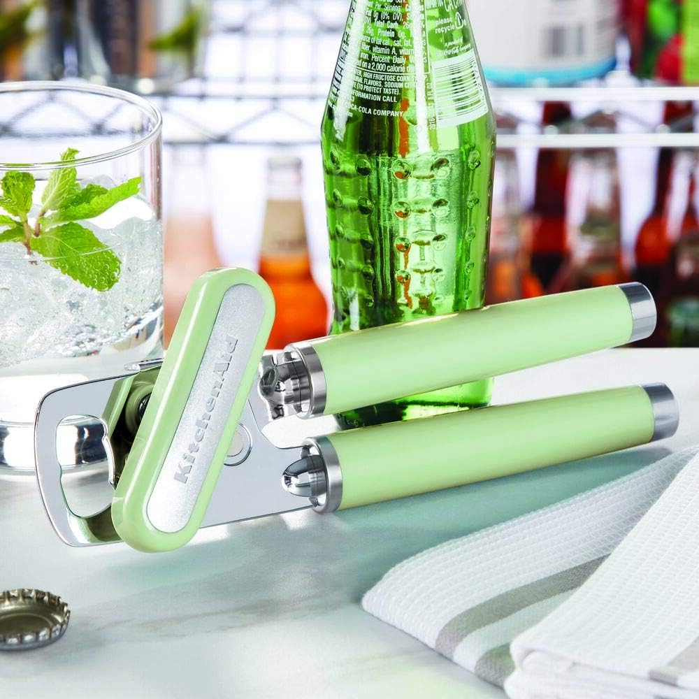 KitchenAid Classic Multifunction Can Opener and Bottle Opener Easy to Use, Razor Sharp Stainless Steel Cutting Wheel, Soft Ergonomic Handles, Black