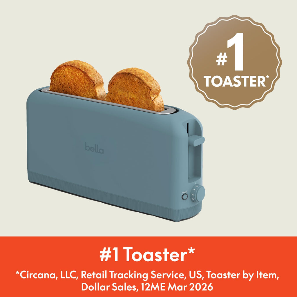 bella Fits-Anywhere™ 2-Slice Slim Toaster, Long Slot & Extra Wide, Oatmilk