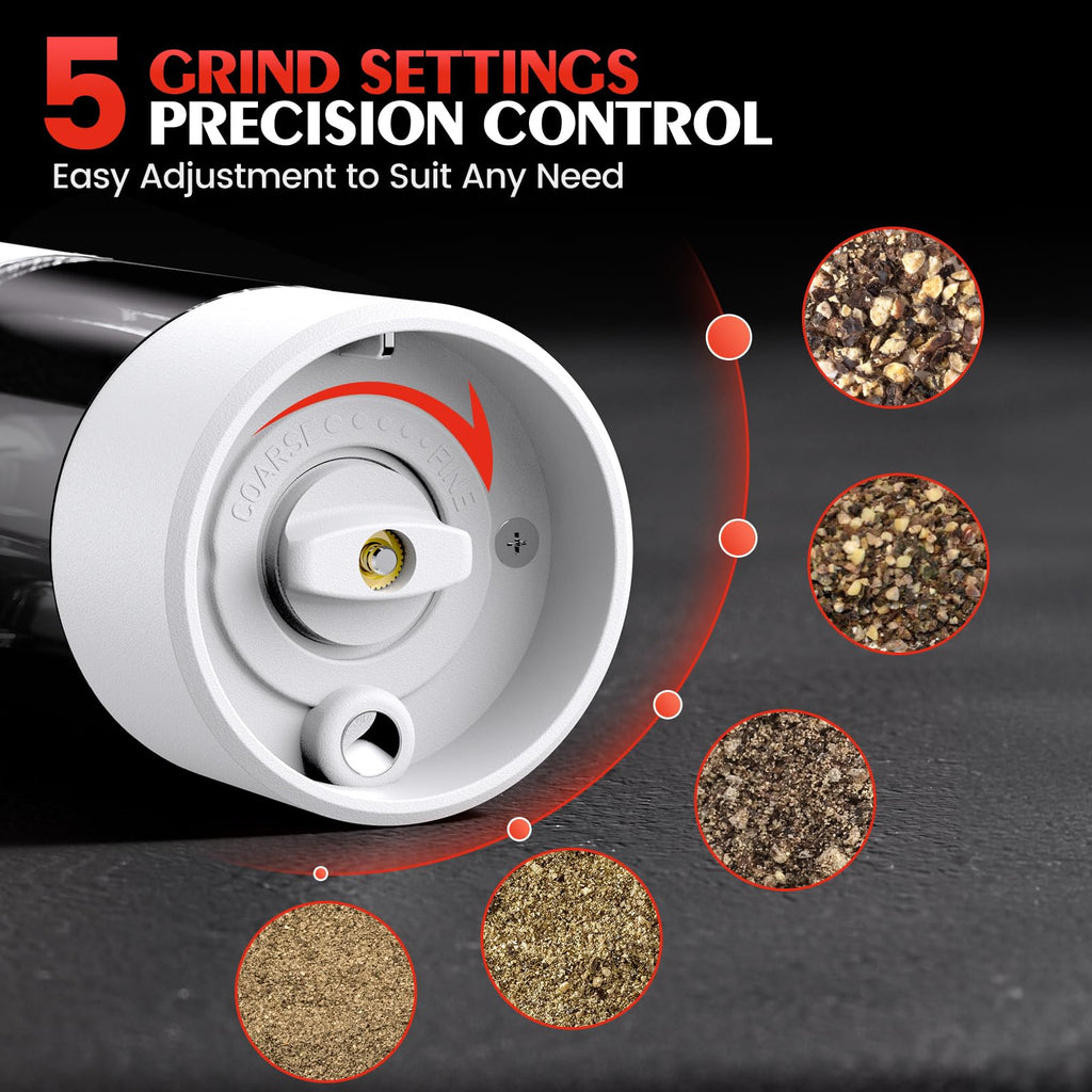 Electric Salt and Pepper Grinder Set Automatic Battery Pepper Mill Shakers Adjustable Coarseness Upgraded Larger Capacity with Led Home and Kitchen Appliances White Elephant Gifts for Women Men