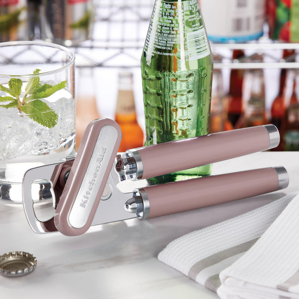 KitchenAid Classic Multifunction Can Opener and Bottle Opener Easy to Use, Razor Sharp Stainless Steel Cutting Wheel, Soft Ergonomic Handles, Black