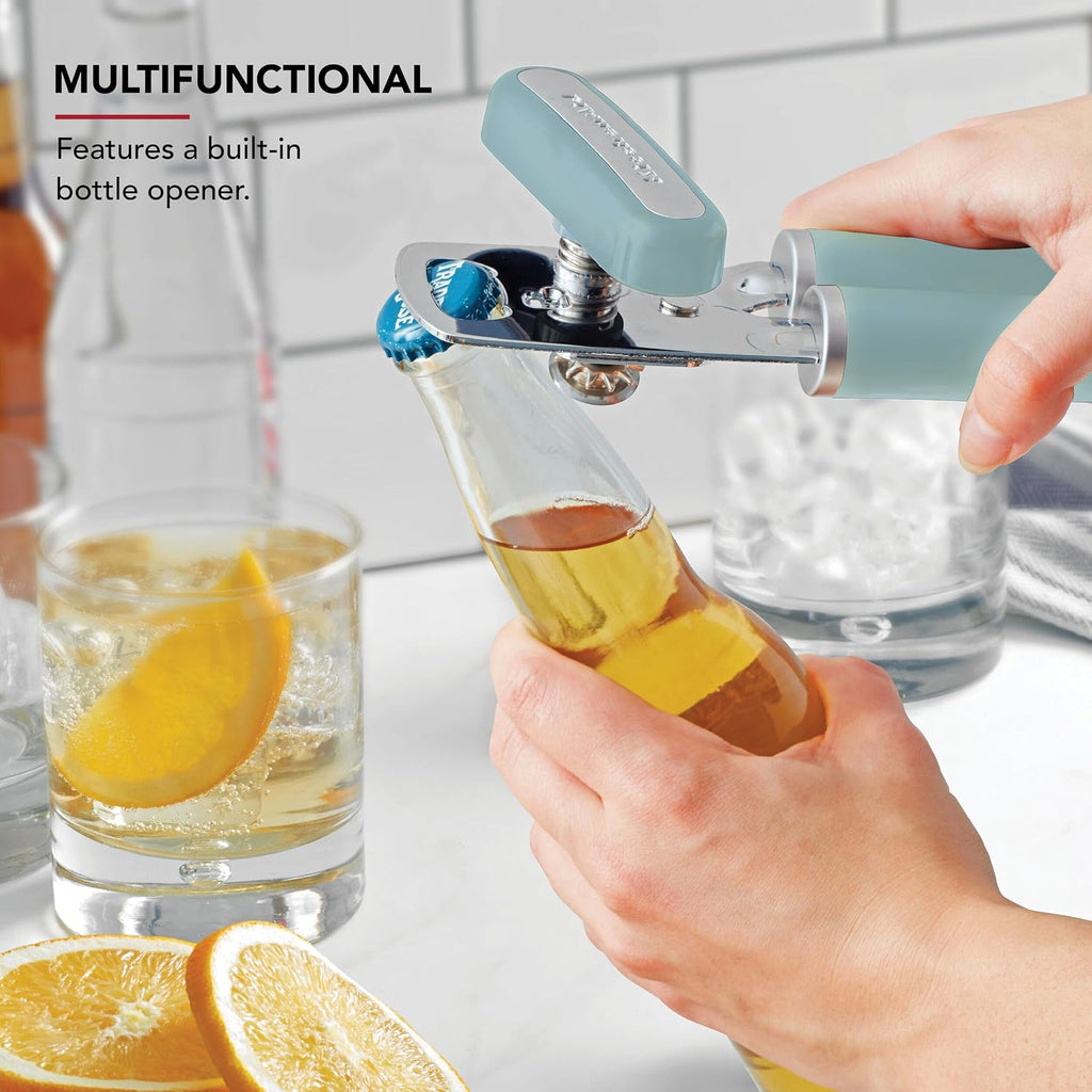 KitchenAid Classic Multifunction Can Opener and Bottle Opener Easy to Use, Razor Sharp Stainless Steel Cutting Wheel, Soft Ergonomic Handles, Black