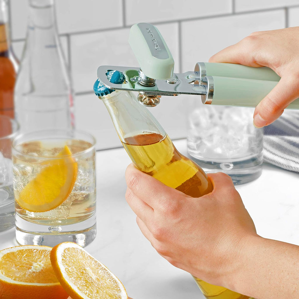 KitchenAid Classic Multifunction Can Opener and Bottle Opener Easy to Use, Razor Sharp Stainless Steel Cutting Wheel, Soft Ergonomic Handles, Black