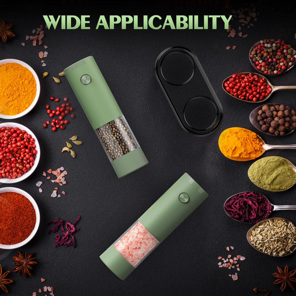 Electric Salt and Pepper Grinder Set Automatic Battery Pepper Mill Shakers Adjustable Coarseness Upgraded Larger Capacity with Led Home and Kitchen Appliances White Elephant Gifts for Women Men