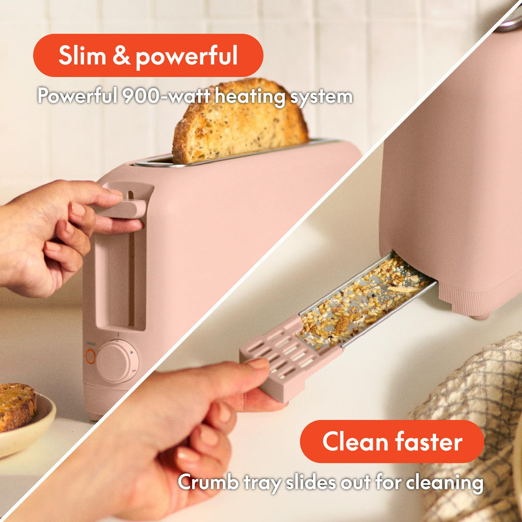 bella Fits-Anywhere™ 2-Slice Slim Toaster, Long Slot & Extra Wide, Oatmilk
