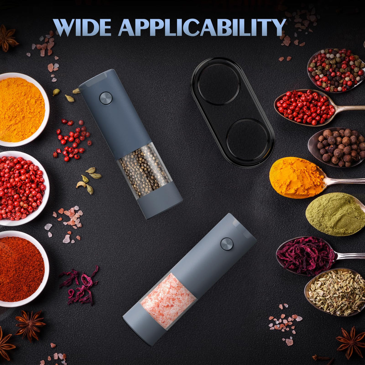 Electric Salt and Pepper Grinder Set Automatic Battery Pepper Mill Shakers Adjustable Coarseness Upgraded Larger Capacity with Led Home and Kitchen Appliances White Elephant Gifts for Women Men