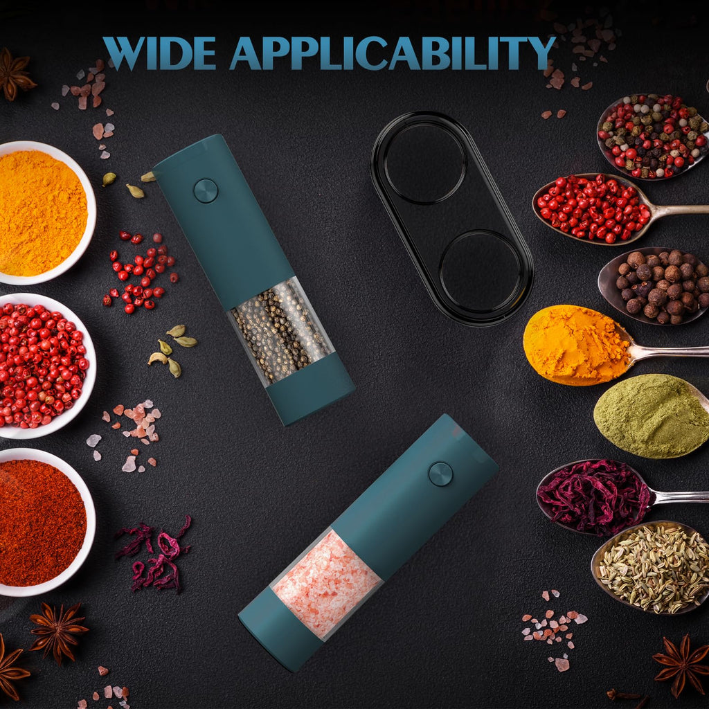Electric Salt and Pepper Grinder Set Automatic Battery Pepper Mill Shakers Adjustable Coarseness Upgraded Larger Capacity with Led Home and Kitchen Appliances White Elephant Gifts for Women Men