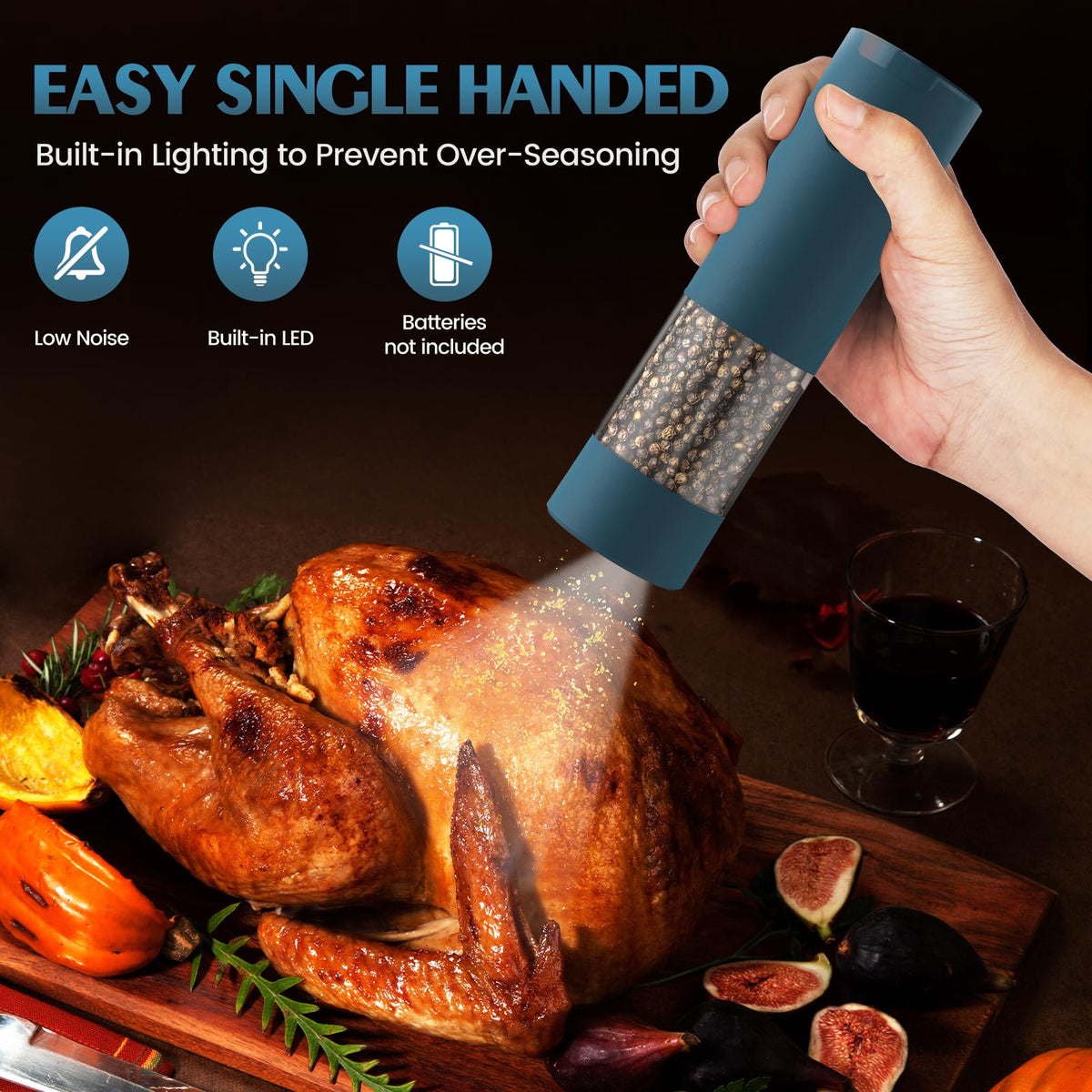 Electric Salt and Pepper Grinder Set Automatic Battery Pepper Mill Shakers Adjustable Coarseness Upgraded Larger Capacity with Led Home and Kitchen Appliances White Elephant Gifts for Women Men