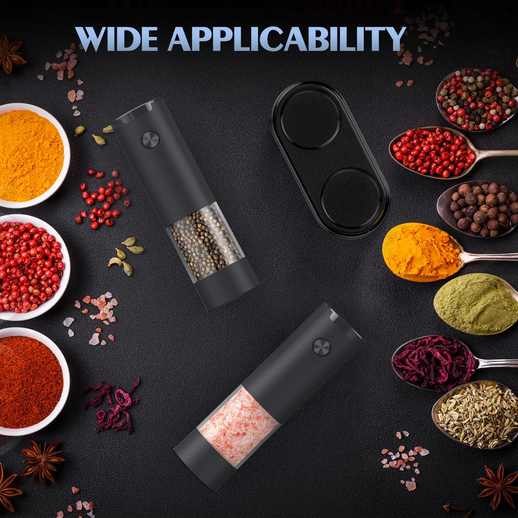 Electric Salt and Pepper Grinder Set Automatic Battery Pepper Mill Shakers Adjustable Coarseness Upgraded Larger Capacity with Led Home and Kitchen Appliances White Elephant Gifts for Women Men