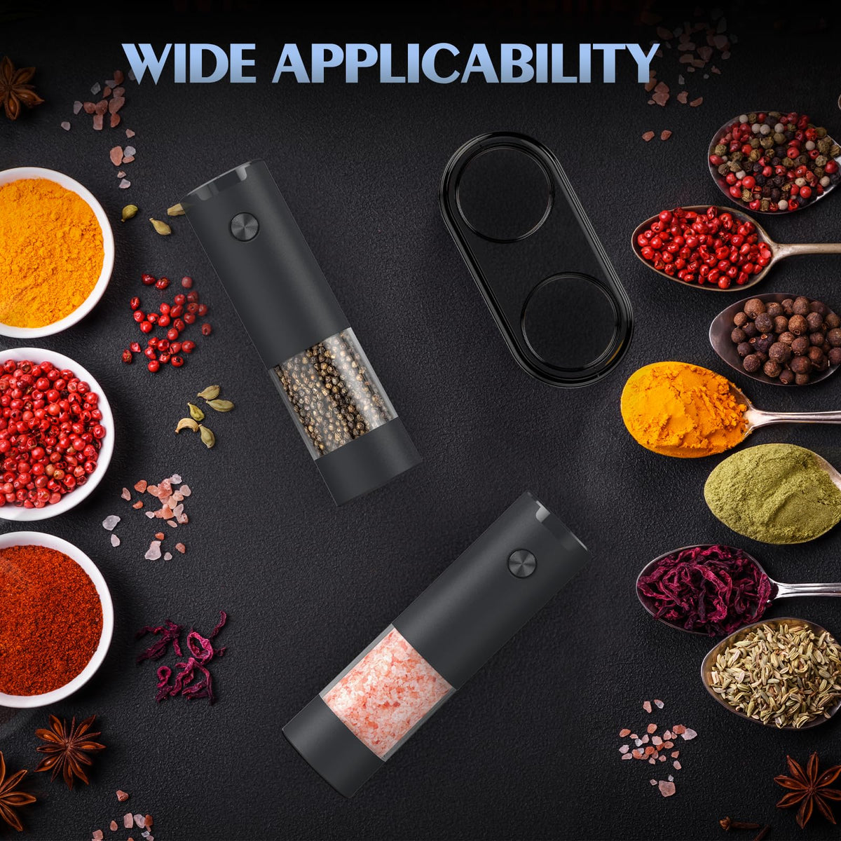 Electric Salt and Pepper Grinder Set Automatic Battery Pepper Mill Shakers Adjustable Coarseness Upgraded Larger Capacity with Led Home and Kitchen Appliances White Elephant Gifts for Women Men