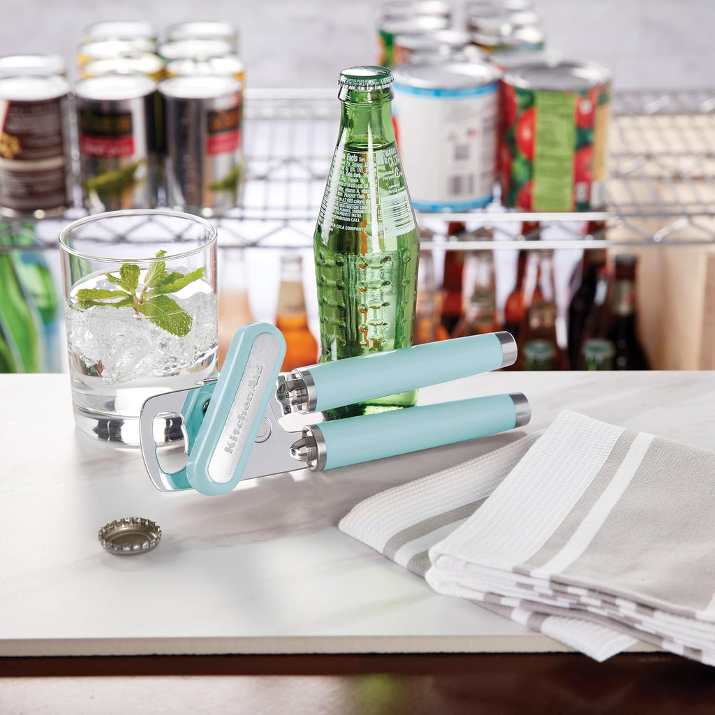 KitchenAid Classic Multifunction Can Opener and Bottle Opener Easy to Use, Razor Sharp Stainless Steel Cutting Wheel, Soft Ergonomic Handles, Black