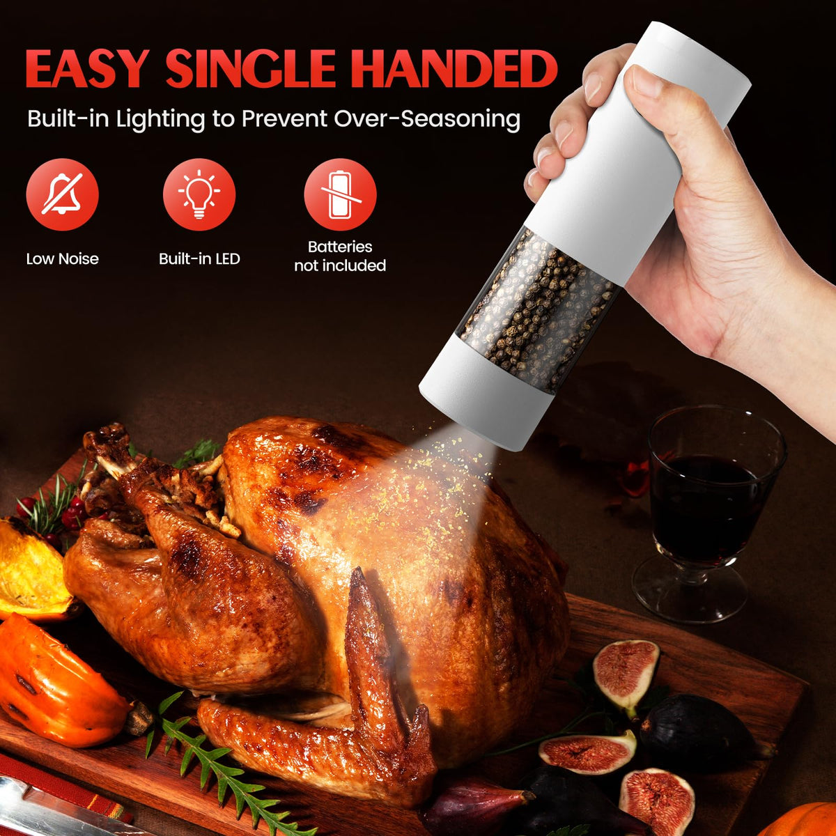 Electric Salt and Pepper Grinder Set Automatic Battery Pepper Mill Shakers Adjustable Coarseness Upgraded Larger Capacity with Led Home and Kitchen Appliances White Elephant Gifts for Women Men