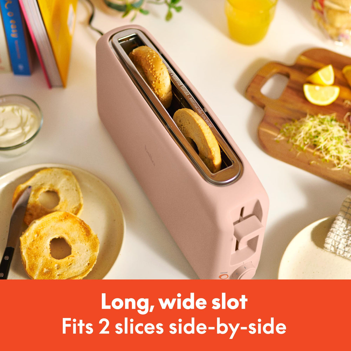 bella Fits-Anywhere™ 2-Slice Slim Toaster, Long Slot & Extra Wide, Oatmilk