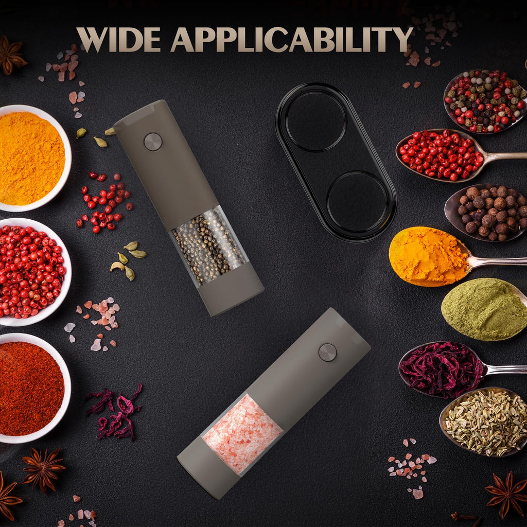 Electric Salt and Pepper Grinder Set Automatic Battery Pepper Mill Shakers Adjustable Coarseness Upgraded Larger Capacity with Led Home and Kitchen Appliances White Elephant Gifts for Women Men