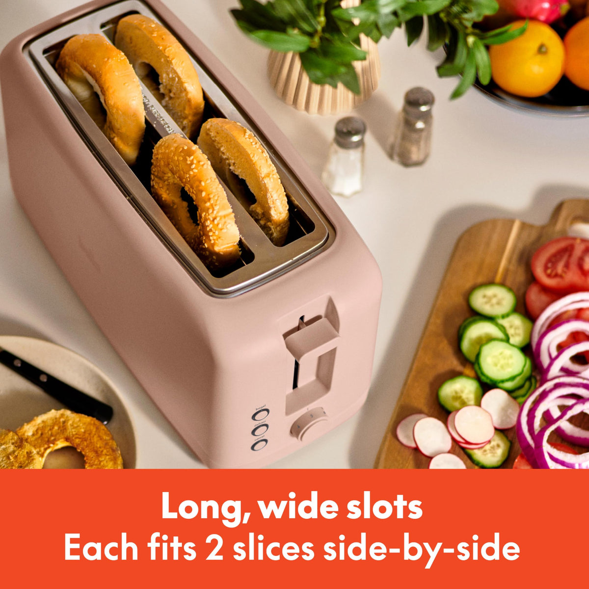 bella Fits-Anywhere™ 2-Slice Slim Toaster, Long Slot & Extra Wide, Oatmilk