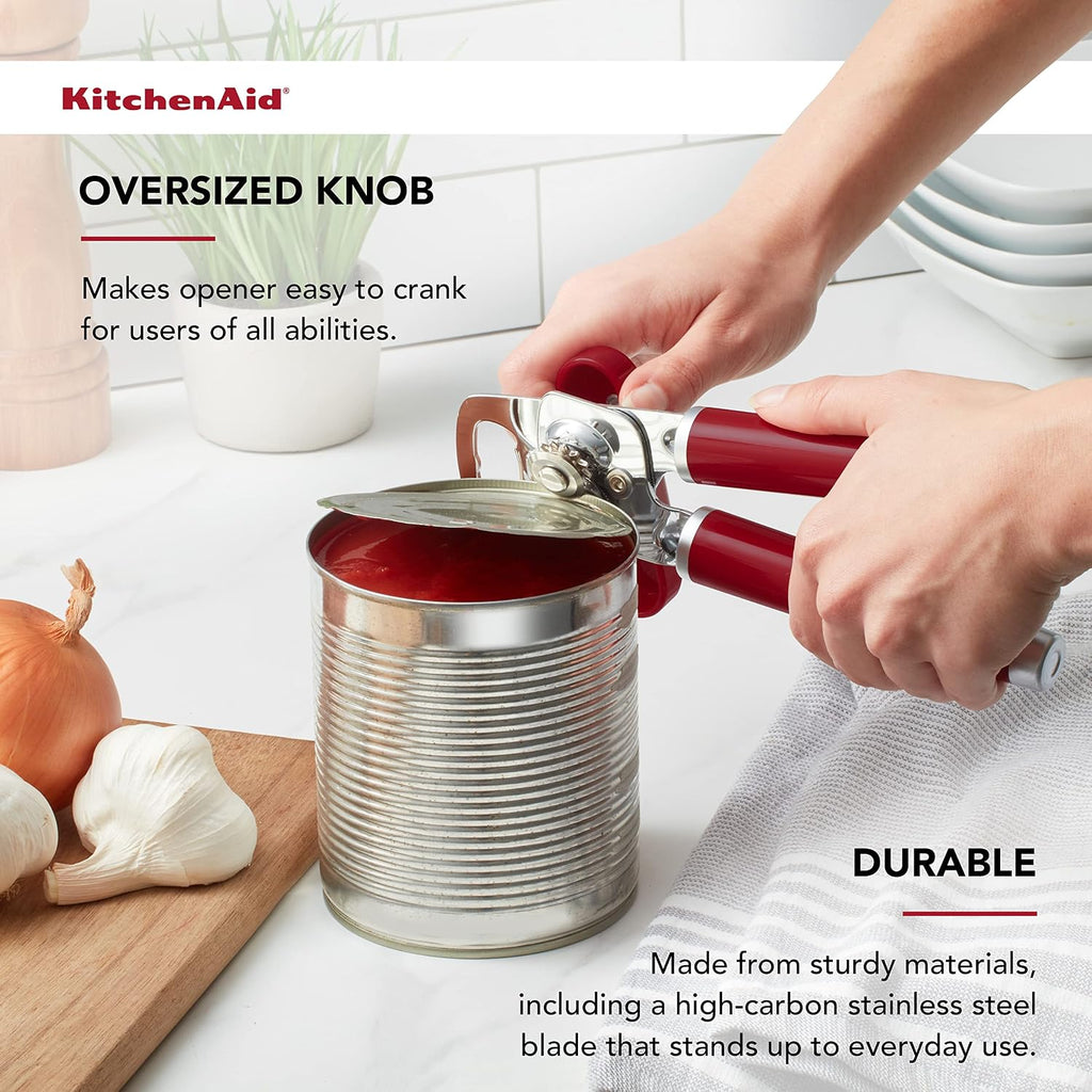 KitchenAid Classic Multifunction Can Opener and Bottle Opener Easy to Use, Razor Sharp Stainless Steel Cutting Wheel, Soft Ergonomic Handles, Black
