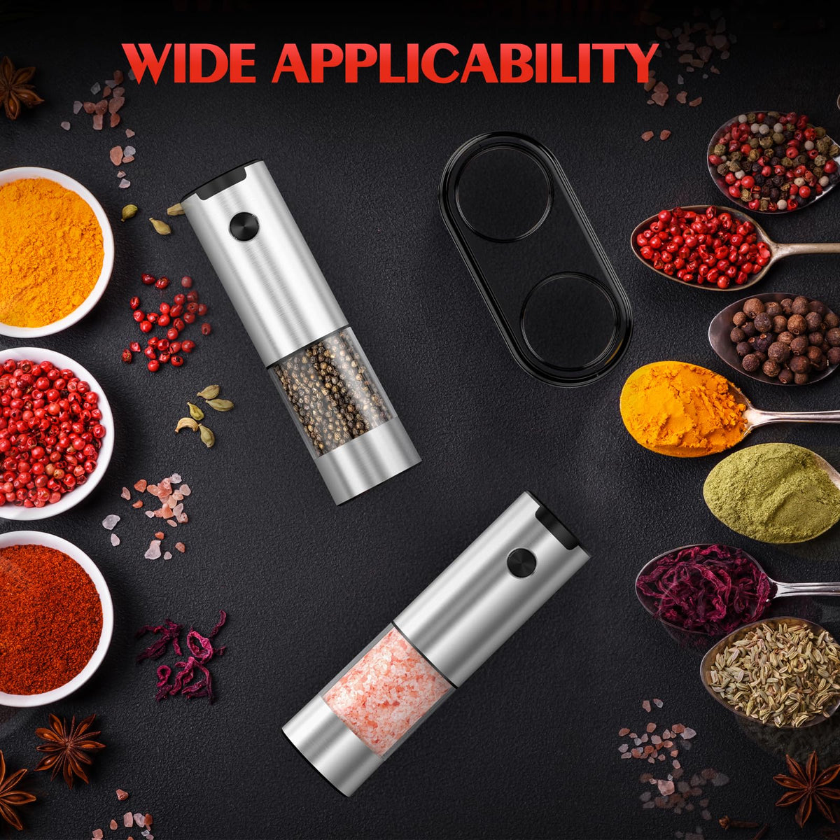 Electric Salt and Pepper Grinder Set Automatic Battery Pepper Mill Shakers Adjustable Coarseness Upgraded Larger Capacity with Led Home and Kitchen Appliances White Elephant Gifts for Women Men