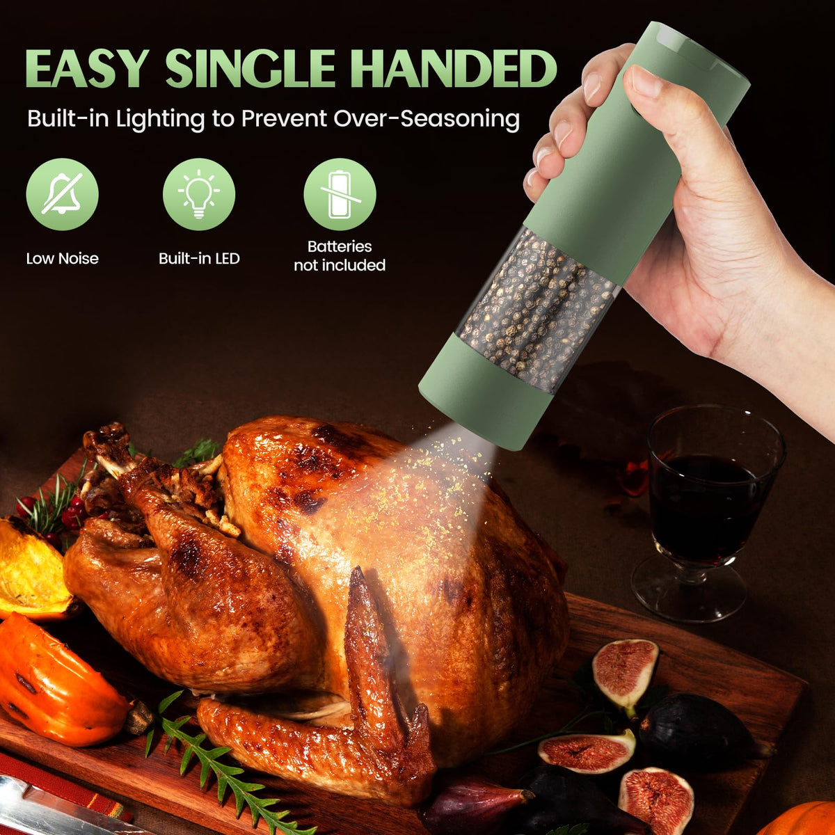 Electric Salt and Pepper Grinder Set Automatic Battery Pepper Mill Shakers Adjustable Coarseness Upgraded Larger Capacity with Led Home and Kitchen Appliances White Elephant Gifts for Women Men